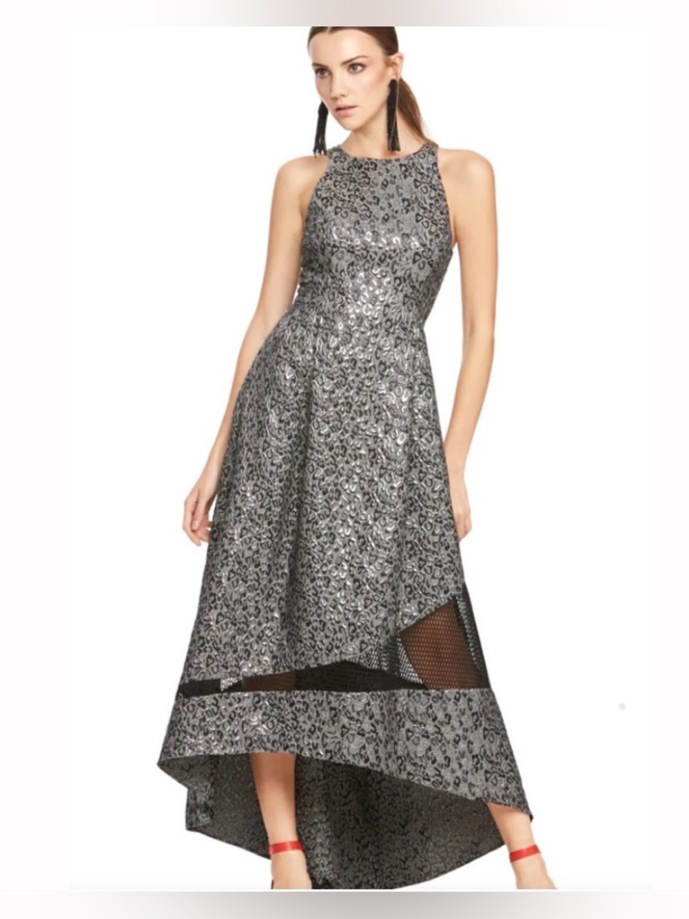 Sachin & Babi SB Silver and Black High-Low  dress with mesh insert